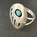 Navajo Blue Turquoise BearPaw Ring | Sterling Silver | Sz 8 | Authentic Native American Handmade | 15362
