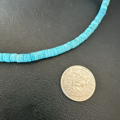 Robin's Egg Blue Turquoise Heishi Bead Necklace | 20" | Sterling Silver | 17374 - Masha USA