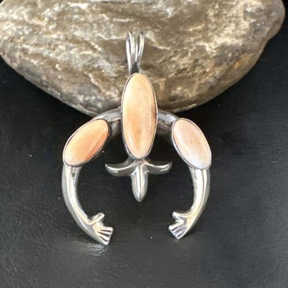 Navajo Pink Conch Naja Pendant Necklace | Sterling Silver | Authentic Native American Handmade | 15150