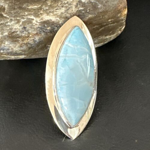 Navajo Blue Larimar Ring | Sterling Silver | Sz 10 | Authentic Native American Handmade | 16009