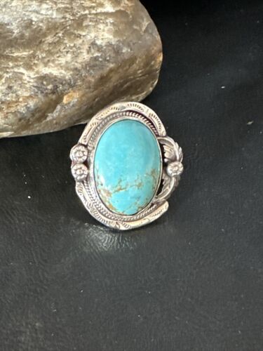 Native American Navajo Blue Turquoise #8 Ring | Sterling Silver | Sz 9.5 | 14951