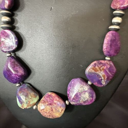 Navajo Pearl Purple Mojave Turquoise Pendant Necklace | Sterling Silver | Authentic Native American Handmade | 21" | 17500