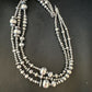 Navajo Pearls Mixed Bead Bib Necklace | Sterling Silver | 3-Strand | 20" | Authentic Native American Handmade | 14954