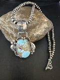 Blue Golden Hills Turquoise Pendant | Navajo Pearls | Sterling Silver Necklace 21" | 14995