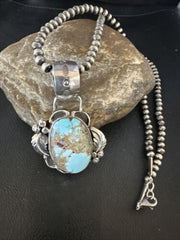 Blue Golden Hills Turquoise Pendant | Navajo Pearls | Sterling Silver Necklace 21" | 14995