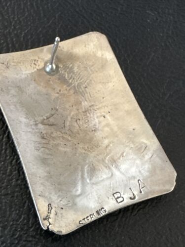 Native American Navajo Stamped Sterling Silver Handmade Earrings | Authentic Artisan Jewelry | 15846