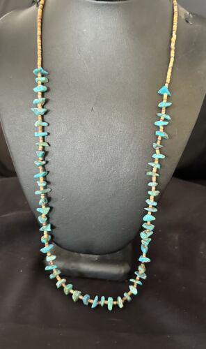 Navajo Kingman Turquoise Shell Necklace | Sterling Silver | 28" | Authentic Native American Handmade | 17400