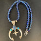 Navajo Blue Denim Lapis Turquoise Naja Pendant Necklace | Sterling Silver | Native American Handmade | 13701