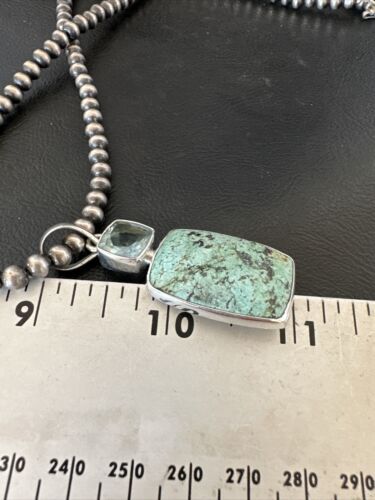 Women's Dry Creek Turquoise Topaz Pendant Necklace | Navajo Sterling Silver | 16441