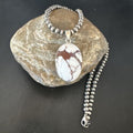 Navajo Wild Horse Turquoise Pendant | Sterling Silver Necklace with Pearls | Authentic Native American Handmade | 15717
