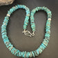 Navajo Blue Turquoise Bead Necklace | Sterling Silver | Graduated |  8mm | Authentic Native American | 19" | 17582