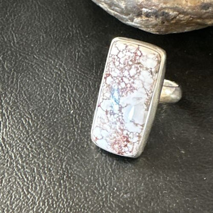Navajo Wild Horse Turquoise Ring | Sterling Silver | Sz 7 Adjustable | Authentic Native American Handmade | 15543