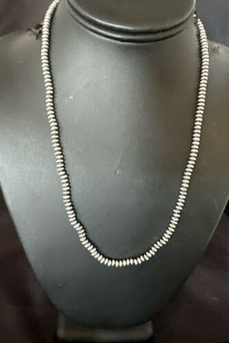 Navajo Pearl Sterling Silver Saucer Bead Necklace | Hand Strung 5mm | 20" | Authentic Native American | 60520