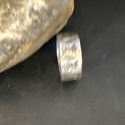 Men's Wide Band Thumb Ring | Navajo Stamped Sterling Silver | Sz 14 | Authentic Native American Handmade | 15127