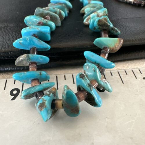 Navajo Kingman Turquoise Shell Necklace | Sterling Silver | 28" | Authentic Native American Handmade | 17398