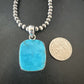 Blue Kingman Turquoise Pendant | Navajo Pearls | Sterling Silver Necklace 20" | 16697