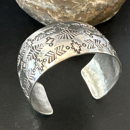 Navajo Stamped Cuff Bracelet | Sterling Silver | Authentic Native American Handmade | 17458