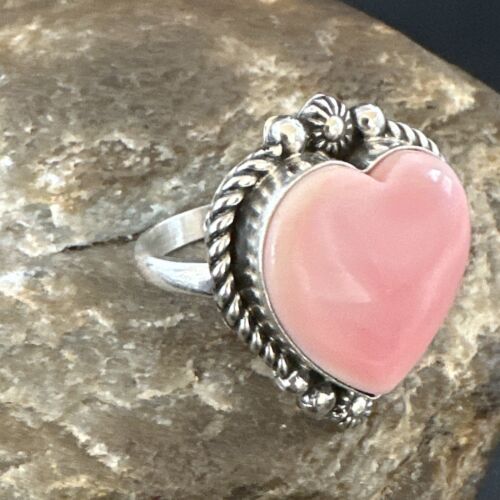 Navajo Pink Conch Heart Ring | Handmade | Sz 9.5 | 16040