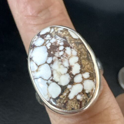 Men's and Women's Wild Horse Turquoise Ring | Navajo Sterling Silver | Sz 8 | 17281