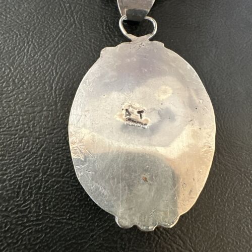 Men's Blue Spiderweb Turquoise Pendant Necklace | Navajo Sterling Silver | Authentic Native American Handmade | 17124