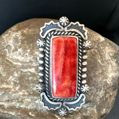 Native American Men's Spiny Oyster Ring | Navajo Sterling Silver | Sz 8.5 | 16888