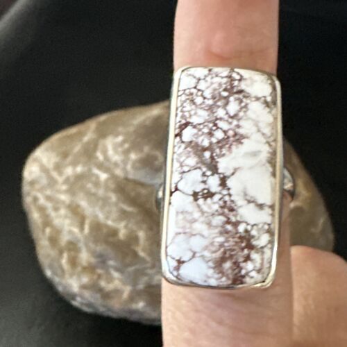 Navajo Wild Horse Turquoise Ring | Sterling Silver | Sz 7 Adjustable | Authentic Native American Handmade | 15543