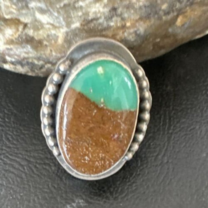 Native American Navajo Green Turquoise Ring | Sterling Silver | Sz 8 | 15917
