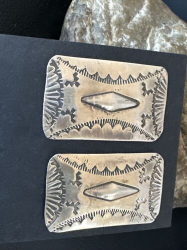 Navajo Stamped Sterling Silver Handmade Earrings | Authentic Native American | 15847