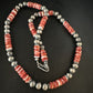 Navajo Pearls Red Spiny Oyster Necklace | 8mm Sterling Silver | Authentic Native American Handmade | 22" | 14850