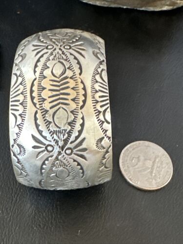 Navajo Stamped Cuff Bracelet | Sterling Silver | Authentic Native American Handmade | 15983