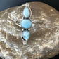 Navajo Women's Cluster Blue Larimar Multi-Stone Ring | Authentic Native American Sterling Silver | Sz 7 | 16162