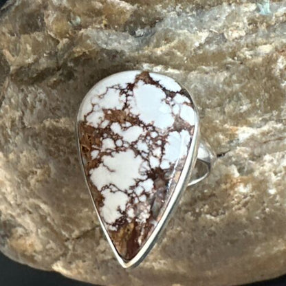 Men's & Women's Wild Horse Turquoise Ring | Navajo Sterling Silver | Sz 7 | Authentic Native American Handmade | 17364