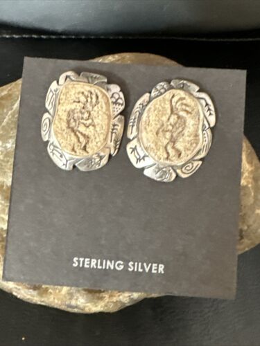 Navajo Kokopelli Dangle Earrings Set | Sterling Silver | Authentic Native American Handmade | 15142
