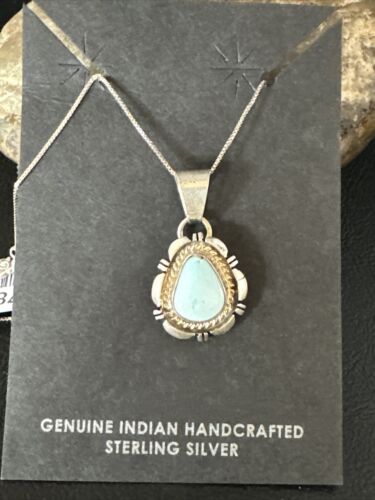 Navajo Dry Creek Turquoise Pendant Necklace | Sterling Silver Chain | Authentic Native American Handmade | 20" | 2578