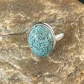 Navajo Spiderweb Blue Turquoise Ring | Sterling Silver | Sz 6.5 | Authentic Native American Handmade | 11438