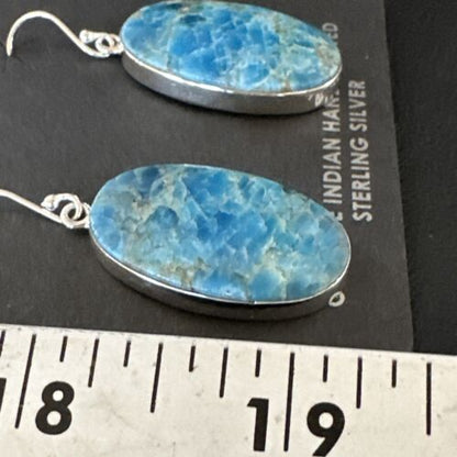 Blue Denim Lapis Dangle Earrings | Sterling Silver | 1" | 15791