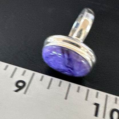 Women's Purple Charoite Navajo Oval Ring | Sterling Silver | Sz 7 | Authentic Native American Handmade | 16051