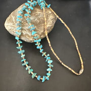 Navajo Kingman Turquoise Shell Necklace | Sterling Silver | 28" | Authentic Native American Handmade | 17400