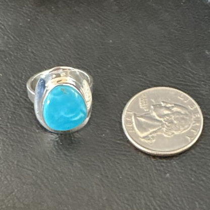 Sterling Silver Blue Kingman Turquoise Ring | Sz 7 | 17594 - Masha USA