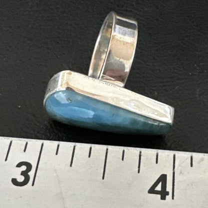 Navajo Blue Larimar Ring | Sterling Silver | Sz 7 | Authentic Native American Handmade | 17656