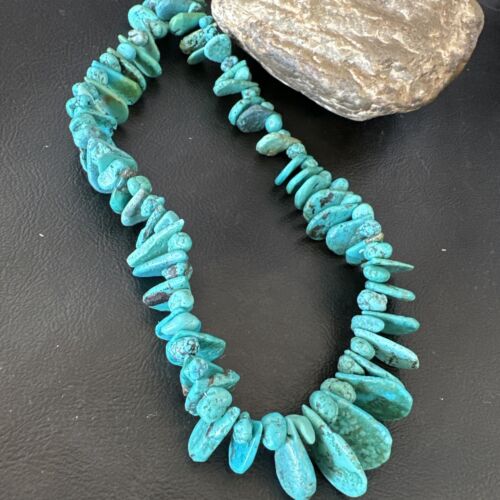 Navajo Blue Nugget Turquoise Bead Necklace | Sterling Silver Pearls | 20" | Authentic Native American Handmade | 16519