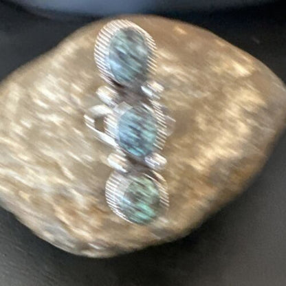 Navajo Blue Spiderweb Turquoise Multi-Stone Ring | Authentic Native American Sterling Silver | Sz 10 | 16712