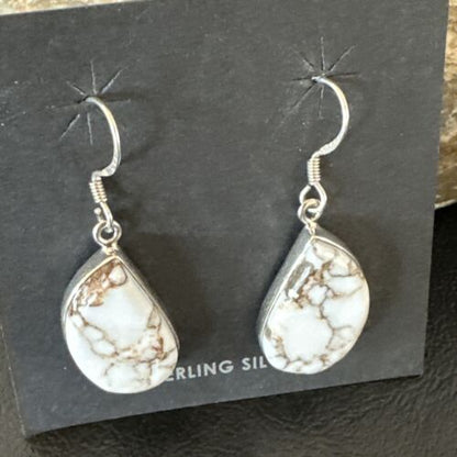 Navajo Wild Horse Turquoise Dangle Earrings | Sterling Silver | Authentic Native American Handmade | 15740