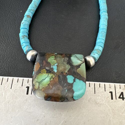 Navajo SpiderWeb Turquoise Heishi Pearls Necklace | Sterling Silver | 20" | 17033