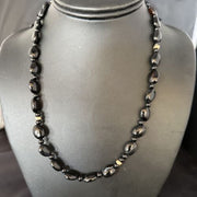 Navajo Black Onyx Necklace | Sterling Silver & Gold Filled | 18" | Authentic Native American Handmade | 10018