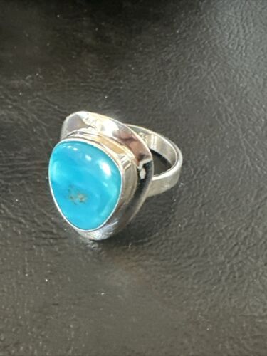 Sterling Silver Blue Kingman Turquoise Ring | Sz 10 | Authentic Native American Handmade | 17600
