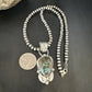 Blue Spiderweb Turquoise Pendant | Navajo Pearls Sterling Silver Necklace 21" | 15097