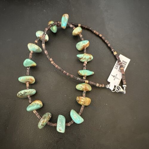 Navajo Royston Turquoise Shell Heishi Bead Necklace | Sterling Silver | 20" | 16956
