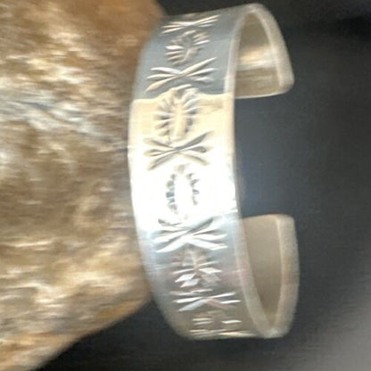 Navajo Stamped Cuff Bracelet | Sterling Silver | Authentic Native American Handmade | 16125