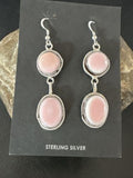 Navajo Pink Conch Shell Dangle Earrings | Sterling Silver | Authentic Native American Handmade | 17200
